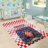 Croatia National Day Area Rug Croatian Kuna Heritage Iris Floral