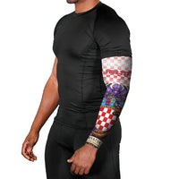 Personalized Croatia National Day Arm Sleeves Croatian Kuna Heritage Iris Floral