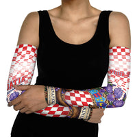 Personalized Croatia National Day Arm Sleeves Croatian Kuna Heritage Iris Floral