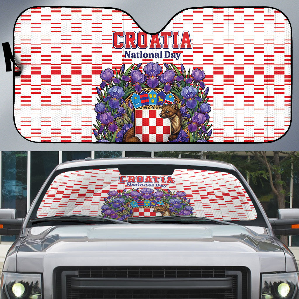 Croatia National Day Auto Sun Shade Croatian Kuna Heritage Iris Floral