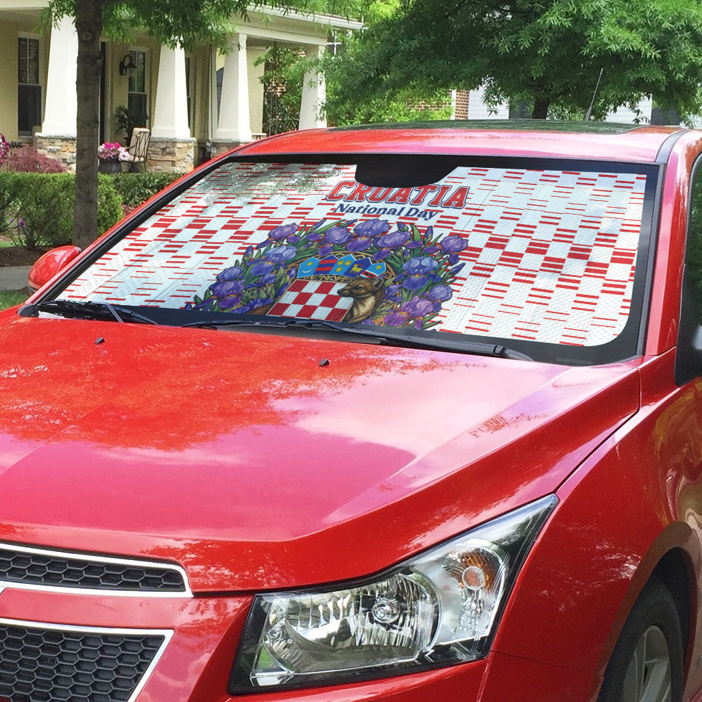 Croatia National Day Auto Sun Shade Croatian Kuna Heritage Iris Floral