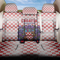 Croatia National Day Back Car Seat Cover Croatian Kuna Heritage Iris Floral