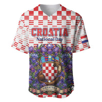 Personalized Croatia National Day Baseball Jersey Croatian Kuna Heritage Iris Floral