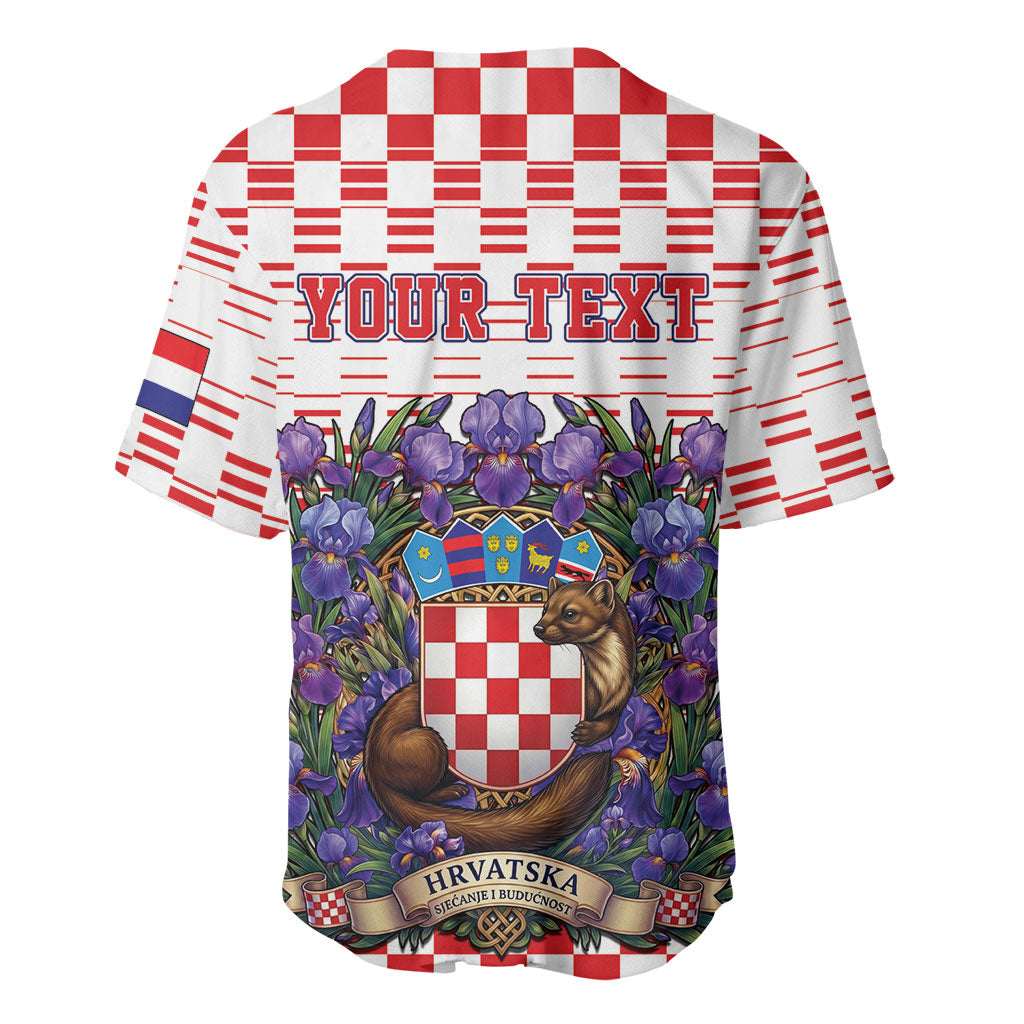 Personalized Croatia National Day Baseball Jersey Croatian Kuna Heritage Iris Floral
