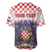 Personalized Croatia National Day Baseball Jersey Croatian Kuna Heritage Iris Floral
