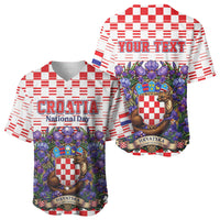 Personalized Croatia National Day Baseball Jersey Croatian Kuna Heritage Iris Floral