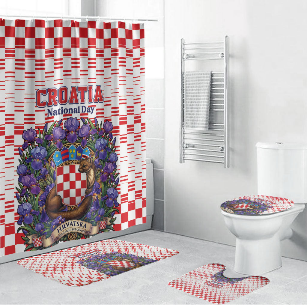 Croatia National Day Bathroom Set Croatian Kuna Heritage Iris Floral