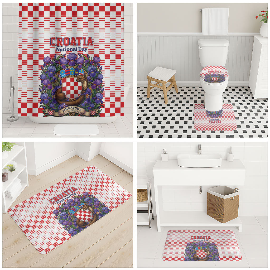 Croatia National Day Bathroom Set Croatian Kuna Heritage Iris Floral