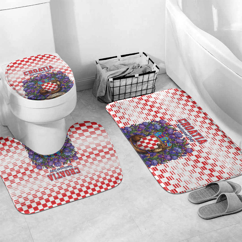 Croatia National Day Bathroom Set Croatian Kuna Heritage Iris Floral