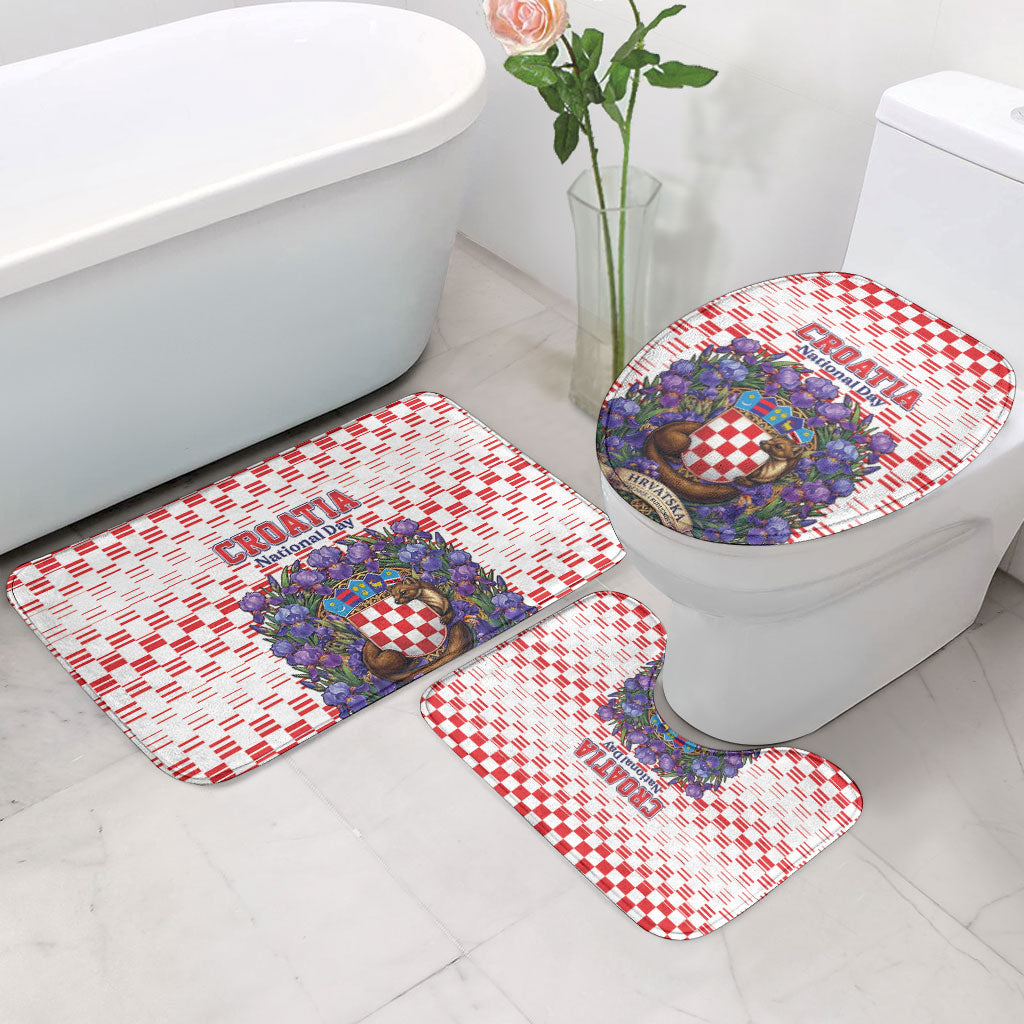Croatia National Day Bathroom Set Croatian Kuna Heritage Iris Floral