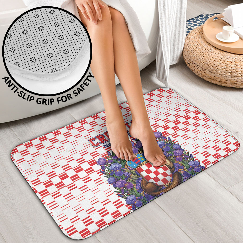 Croatia National Day Bathroom Set Croatian Kuna Heritage Iris Floral