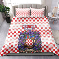 Croatia National Day Bedding Set Croatian Kuna Heritage Iris Floral