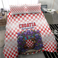 Croatia National Day Bedding Set Croatian Kuna Heritage Iris Floral
