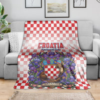 Croatia National Day Blanket Croatian Kuna Heritage Iris Floral