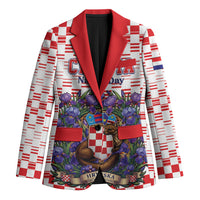 Personalized Croatia National Day Blazer Croatian Kuna Heritage Iris Floral
