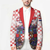 Personalized Croatia National Day Blazer Croatian Kuna Heritage Iris Floral