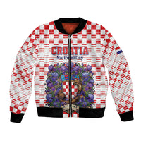 Personalized Croatia National Day Bomber Jacket Croatian Kuna Heritage Iris Floral