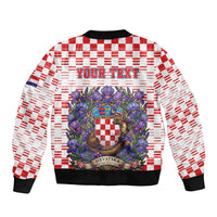 Personalized Croatia National Day Bomber Jacket Croatian Kuna Heritage Iris Floral