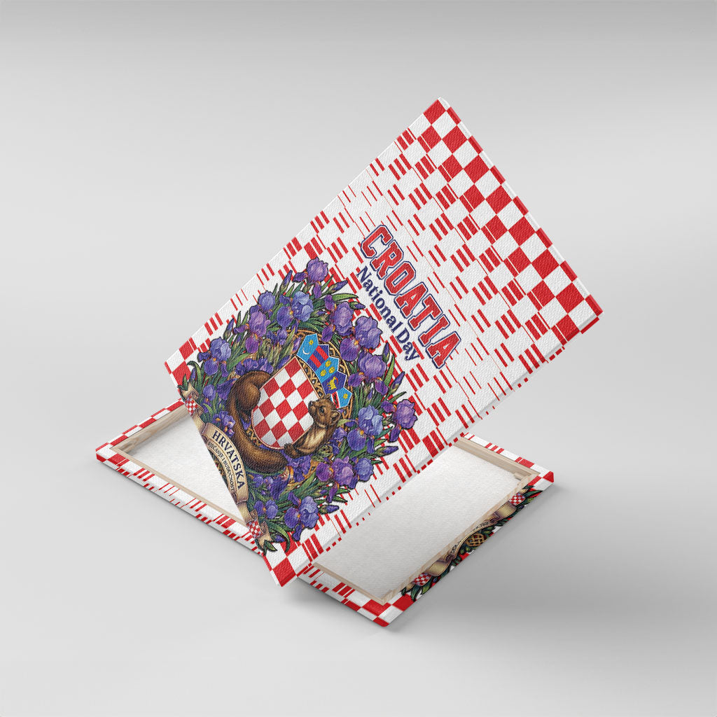 Croatia National Day Canvas Wall Art Croatian Kuna Heritage Iris Floral