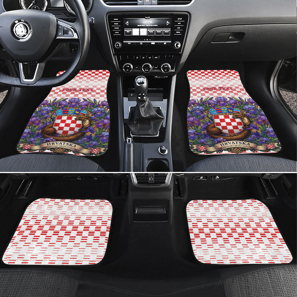 Personalized Croatia National Day Car Mats Croatian Kuna Heritage Iris Floral