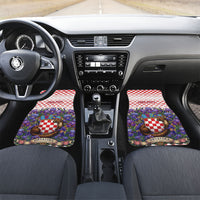 Personalized Croatia National Day Car Mats Croatian Kuna Heritage Iris Floral