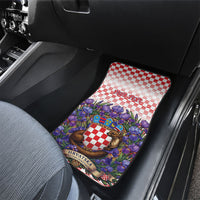 Personalized Croatia National Day Car Mats Croatian Kuna Heritage Iris Floral