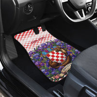Personalized Croatia National Day Car Mats Croatian Kuna Heritage Iris Floral