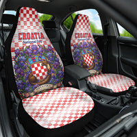 Croatia National Day Car Seat Cover Croatian Kuna Heritage Iris Floral