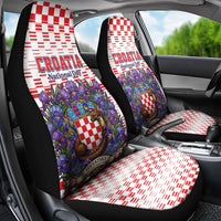 Croatia National Day Car Seat Cover Croatian Kuna Heritage Iris Floral
