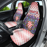 Croatia National Day Car Seat Cover Croatian Kuna Heritage Iris Floral