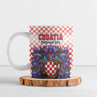 Personalized Croatia National Day Ceramic Mug Croatian Kuna Heritage Iris Floral