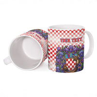 Personalized Croatia National Day Ceramic Mug Croatian Kuna Heritage Iris Floral