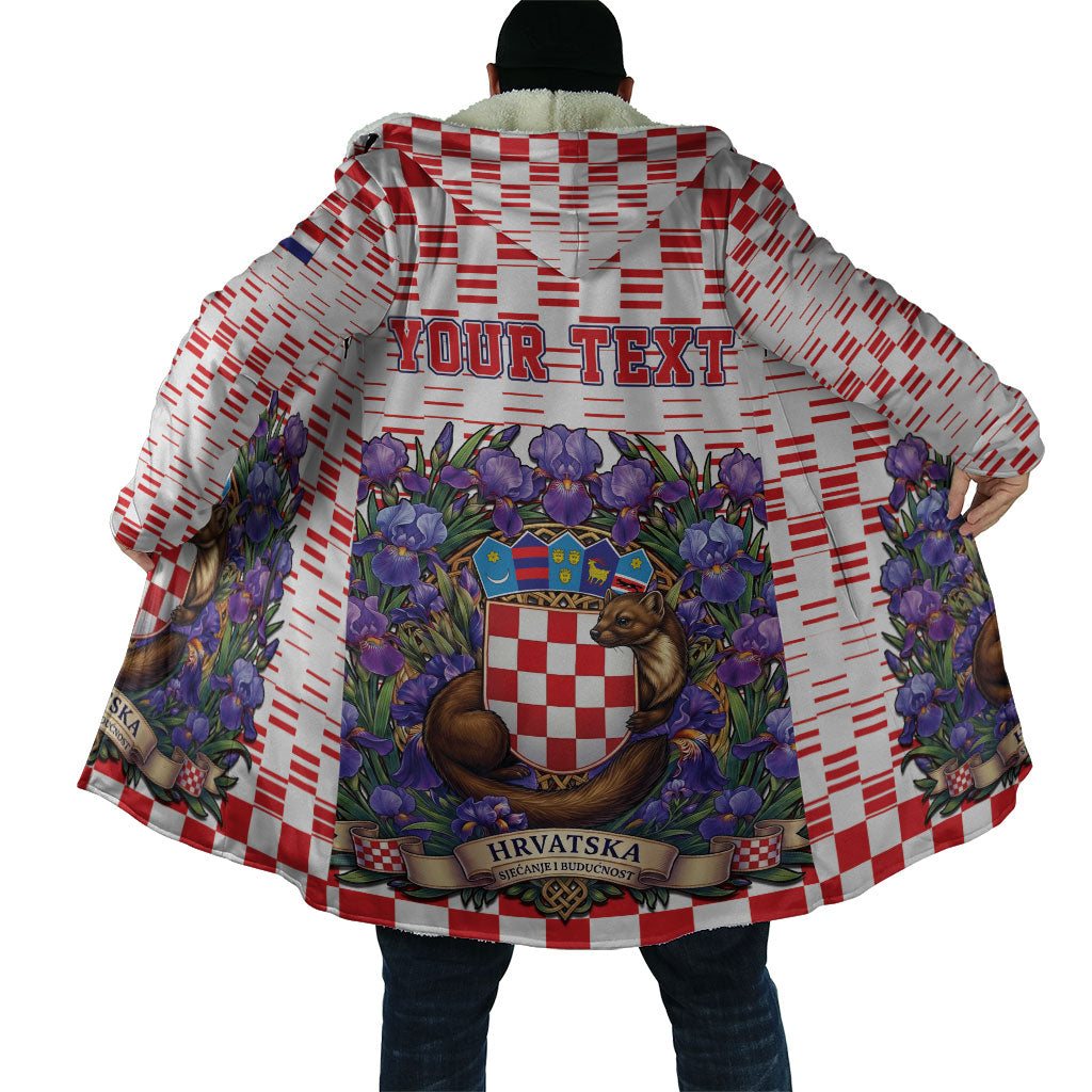 Personalized Croatia National Day Cloak Croatian Kuna Heritage Iris Floral