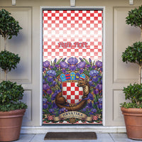 Personalized Croatia National Day Door Cover Croatian Kuna Heritage Iris Floral