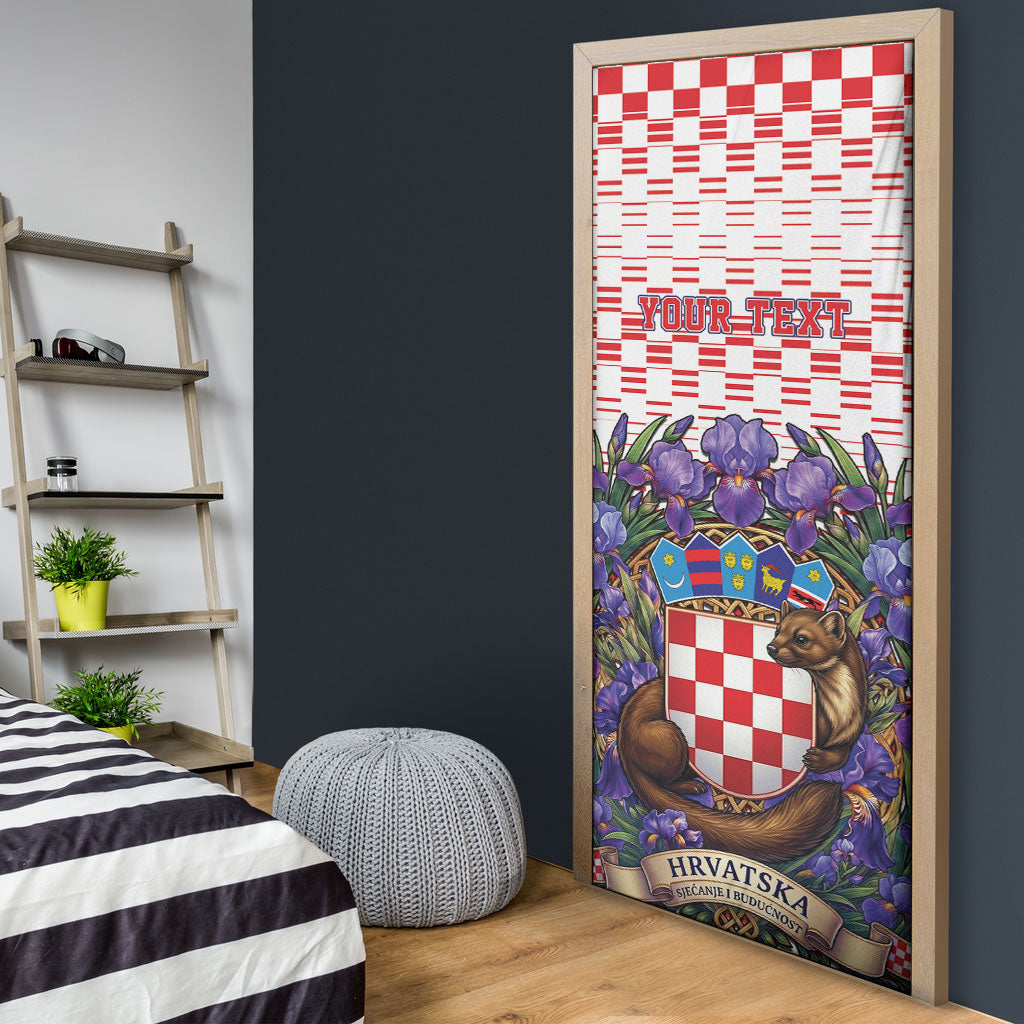 Personalized Croatia National Day Door Cover Croatian Kuna Heritage Iris Floral