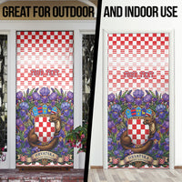 Personalized Croatia National Day Door Cover Croatian Kuna Heritage Iris Floral