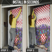 Personalized Croatia National Day Door Cover Croatian Kuna Heritage Iris Floral