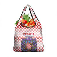 Croatia National Day Grocery Bag Croatian Kuna Heritage Iris Floral