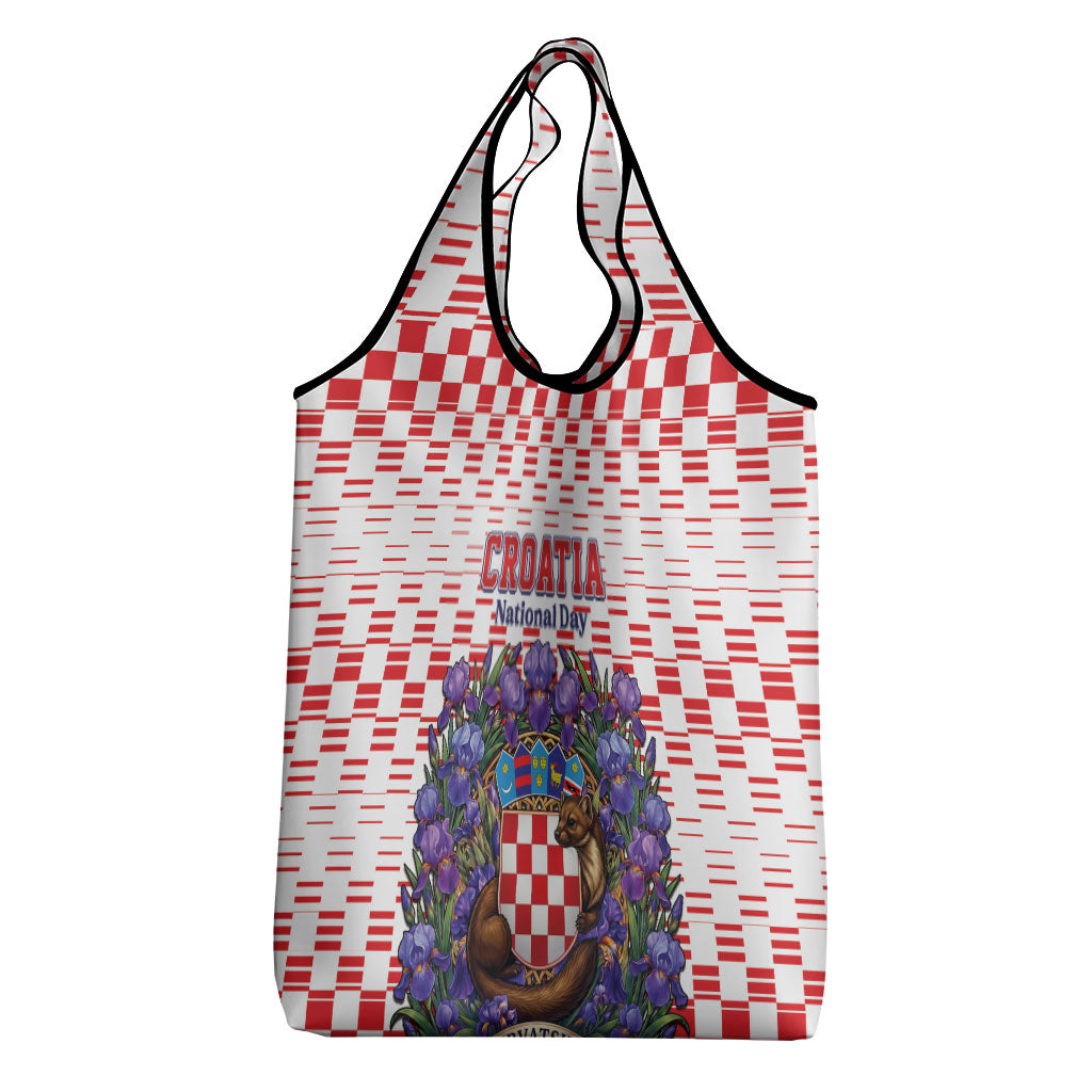 Croatia National Day Grocery Bag Croatian Kuna Heritage Iris Floral