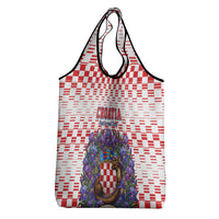 Croatia National Day Grocery Bag Croatian Kuna Heritage Iris Floral