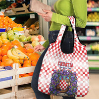 Croatia National Day Grocery Bag Croatian Kuna Heritage Iris Floral