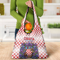Croatia National Day Grocery Bag Croatian Kuna Heritage Iris Floral