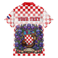 Personalized Croatia National Day Hawaiian Shirt Croatian Kuna Heritage Iris Floral