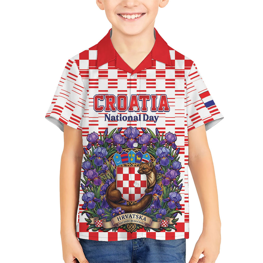Personalized Croatia National Day Hawaiian Shirt Croatian Kuna Heritage Iris Floral