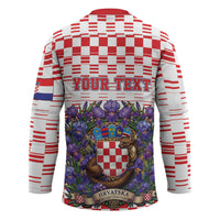 Personalized Croatia National Day Hockey Jersey Croatian Kuna Heritage Iris Floral