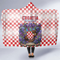 Croatia National Day Hooded Blanket Croatian Kuna Heritage Iris Floral