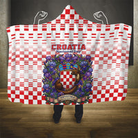 Croatia National Day Hooded Blanket Croatian Kuna Heritage Iris Floral