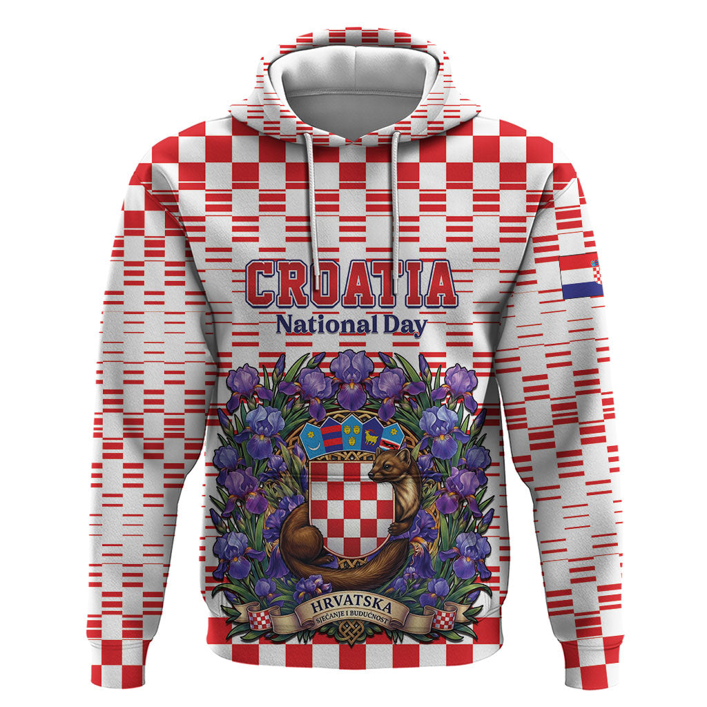 Personalized Croatia National Day Hoodie Croatian Kuna Heritage Iris Floral