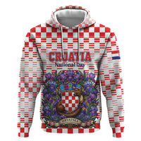Personalized Croatia National Day Hoodie Croatian Kuna Heritage Iris Floral