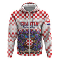 Personalized Croatia National Day Hoodie Croatian Kuna Heritage Iris Floral